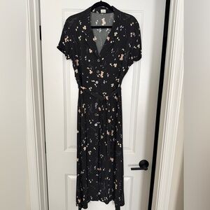 Wilfred Black Floral Midi Shirt Dress